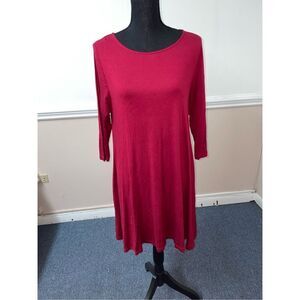 Heathmoor Burgundy Dress with Pockets- 3/4 Sleeves